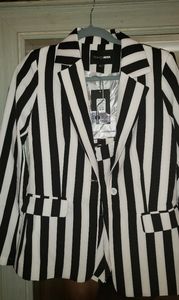 Black and white striped two piece